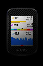 iGPSPORT BSC100S touchscreen GPS bike computer mounted on handlebar during ride