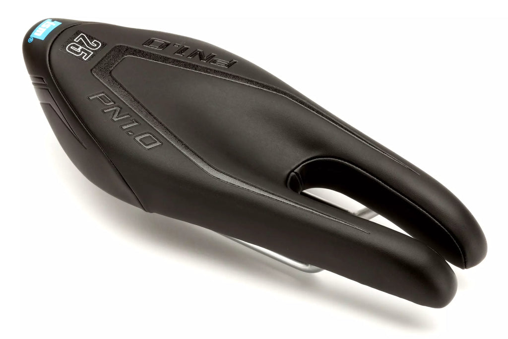 Black ISM PN 1.0 nose-less saddle for road bikes and time trials.