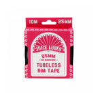 10-meter roll of Juice Lubes Tubeless Rim Tape (25mm wide), crucial for a secure and leak-free tubeless bike tire conversion.