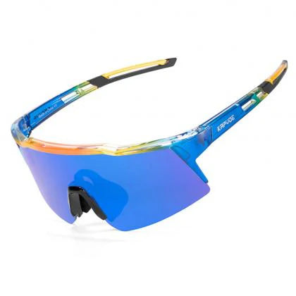 Blue Kapvoe K9028 kids’ sports sunglasses with polarized polycarbonate lens, TR90 frame, and active-wear design for 8–15-year-olds.