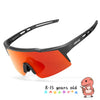 Color-polarized Kapvoe K9028 youth sunglasses, CE-certified, durable TR90 frame for ages 8–15