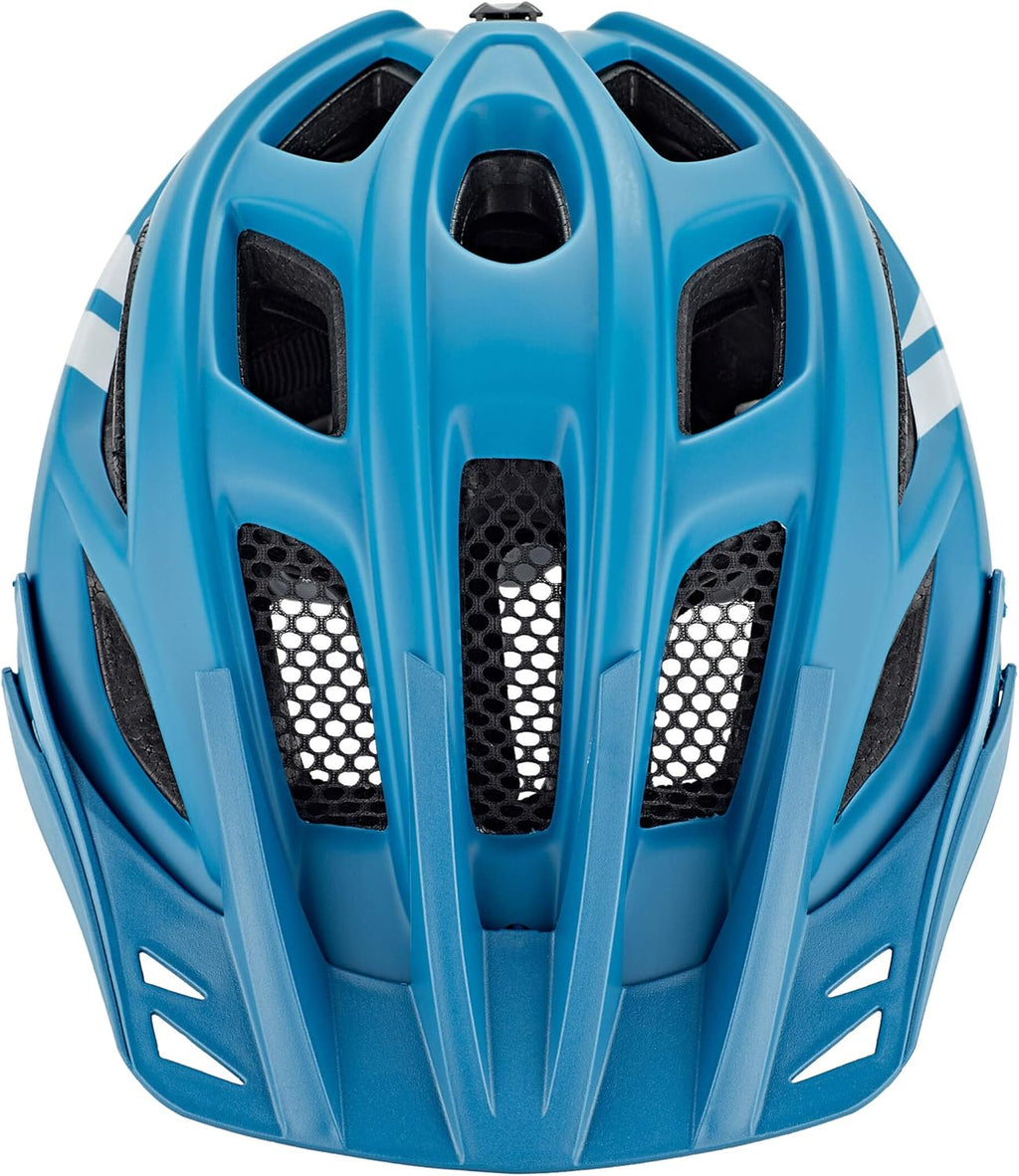 KED Companion Blue White Matt mountain bike helmet with visor