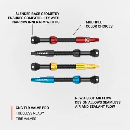 Lezyne 44mm tubeless Presta valves for road MTB gravel bikes