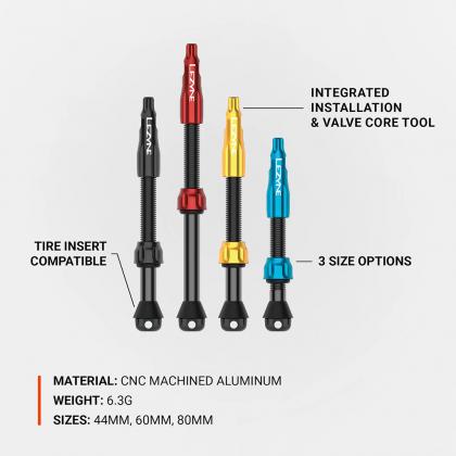 Lezyne CNC machined aluminum tubeless valve pair
