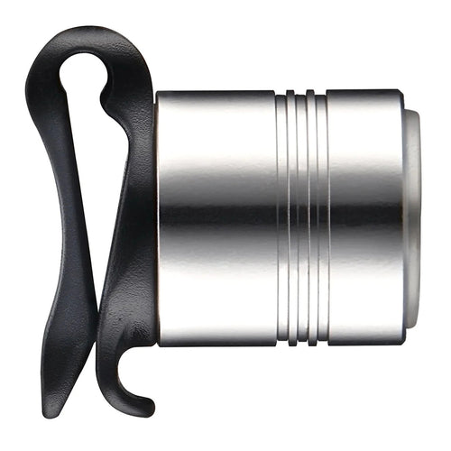Sleek silver Lezyne Femto Drive bike light with side visibility