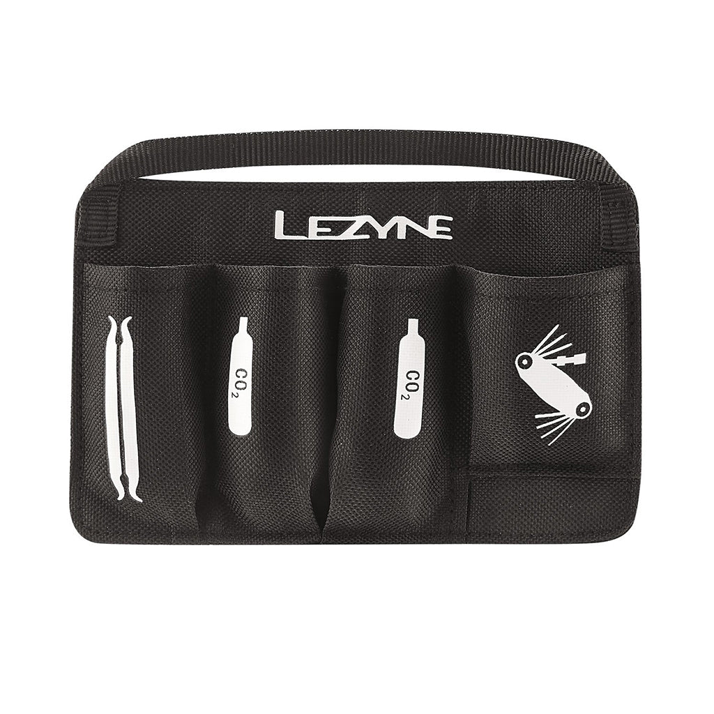  Lezyne Flow Caddy bottle cage storage container mounted on a road bike frame