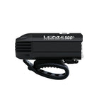 A side view of the Lezyne Fusion Drive 500+ light, highlighting the durable aluminum body and cooling fins.