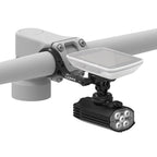 Lightweight Garmin/Wahoo GPS handlebar mount with adjustable swivel and GoPro compatibility
