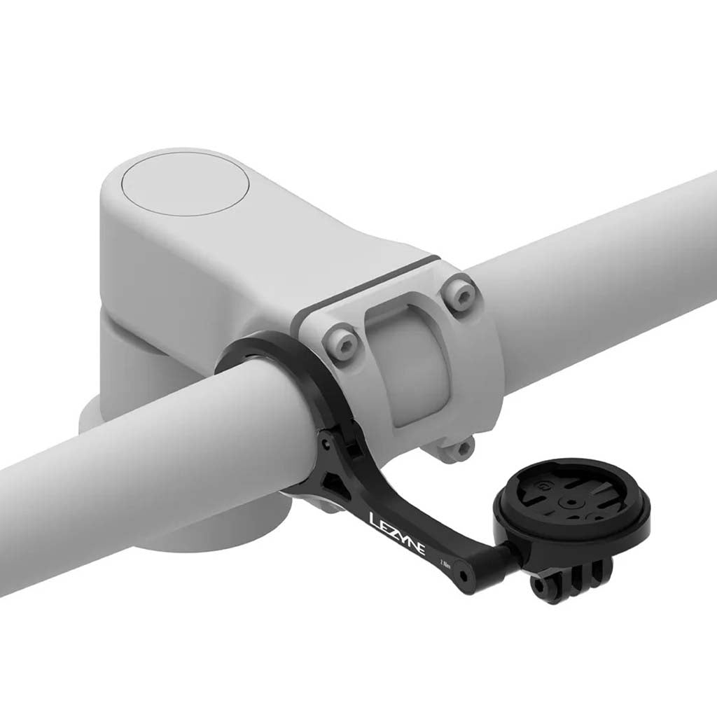 Black anodized Lezyne Garmin/Wahoo mount for GPS and GoPro accessories