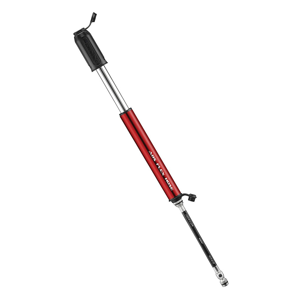 CNC aluminum Lezyne red hand pump with 120 PSI capacity