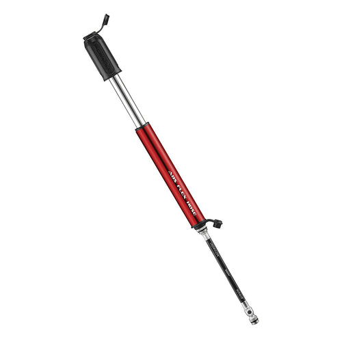 CNC aluminum Lezyne red hand pump with 120 PSI capacity