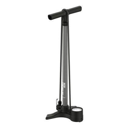 Lezyne Macro Drive Dual Valve Floor Pump Flat Grey with analog gauge