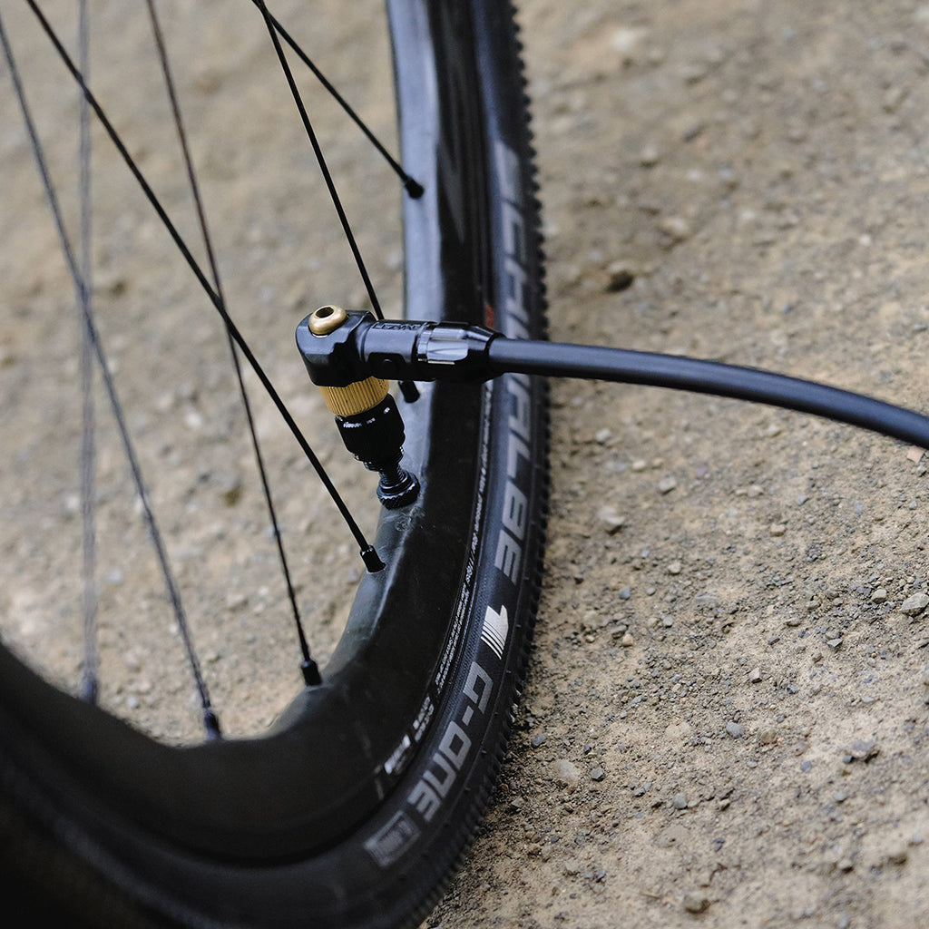 Lezyne gravel bike pump with Tubeless Chuck and 3.5-inch gauge

