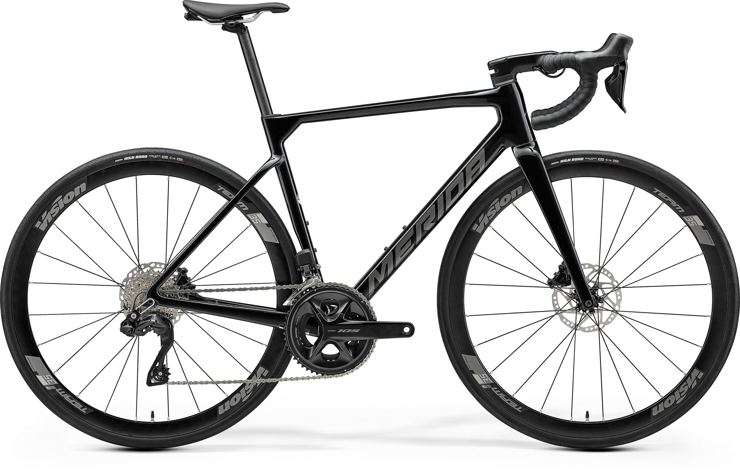 Side profile of the Merida Scultura 5000 V1, a lightweight CF3 full carbon frame road bike.