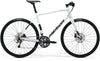 Close-up of the Merida SPEEDER 300 III1's straight handlebar setup, highlighting the comfortable, upright riding posture and enhanced visibility for urban commuting.