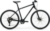 Merida Crossway 20 bicycle in black, showing its frame and components.
