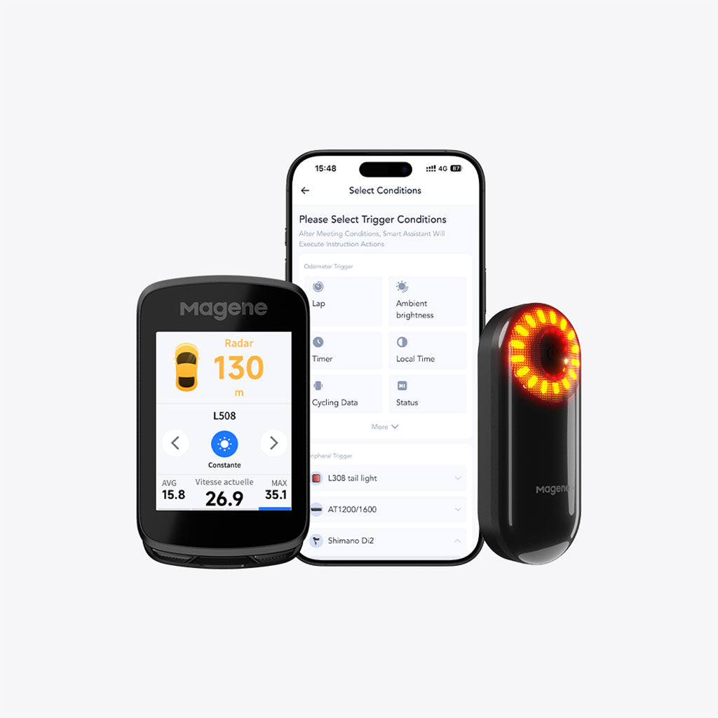 cycling computer mounted on stem with navigation active screen