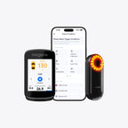 cycling computer mounted on stem with navigation active screen