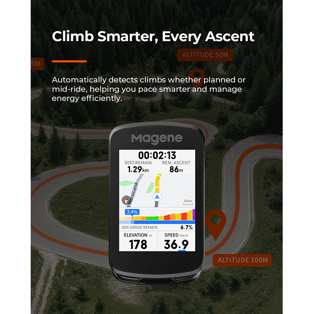 Magene C606 V2 with ClimbPro and Strava segments interface