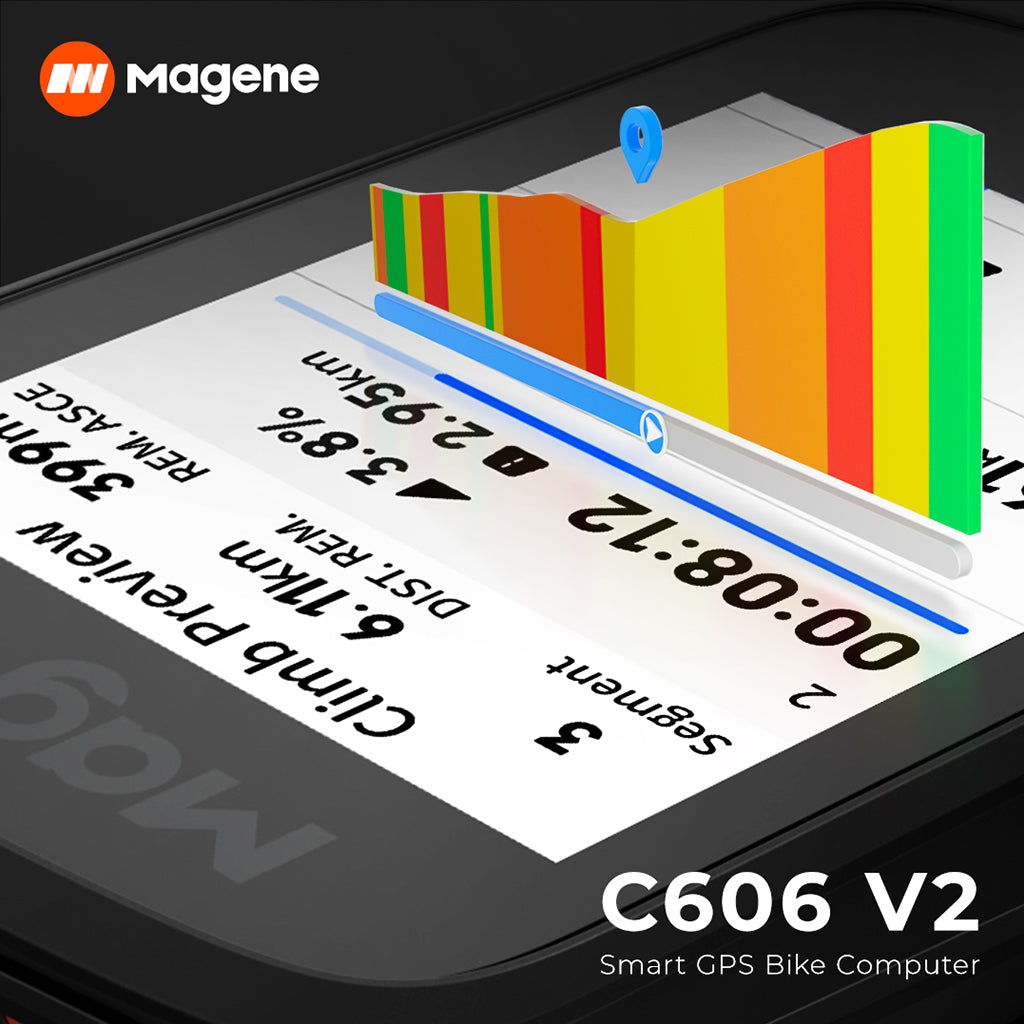 Waterproof Magene GPS bike computer with 2.8 inch screen