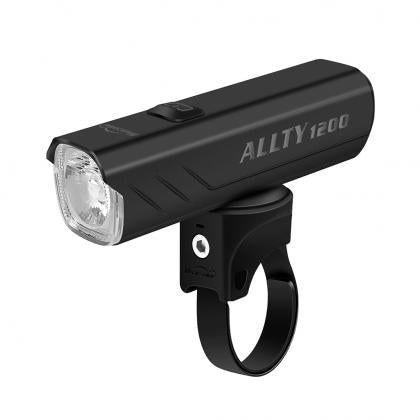 The Magicshine ALLTY 1200 front bicycle light, showcasing its sleek design and powerful 1200-lumen output.
