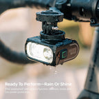 1300 lumen bike front light with dual-zone optical lens