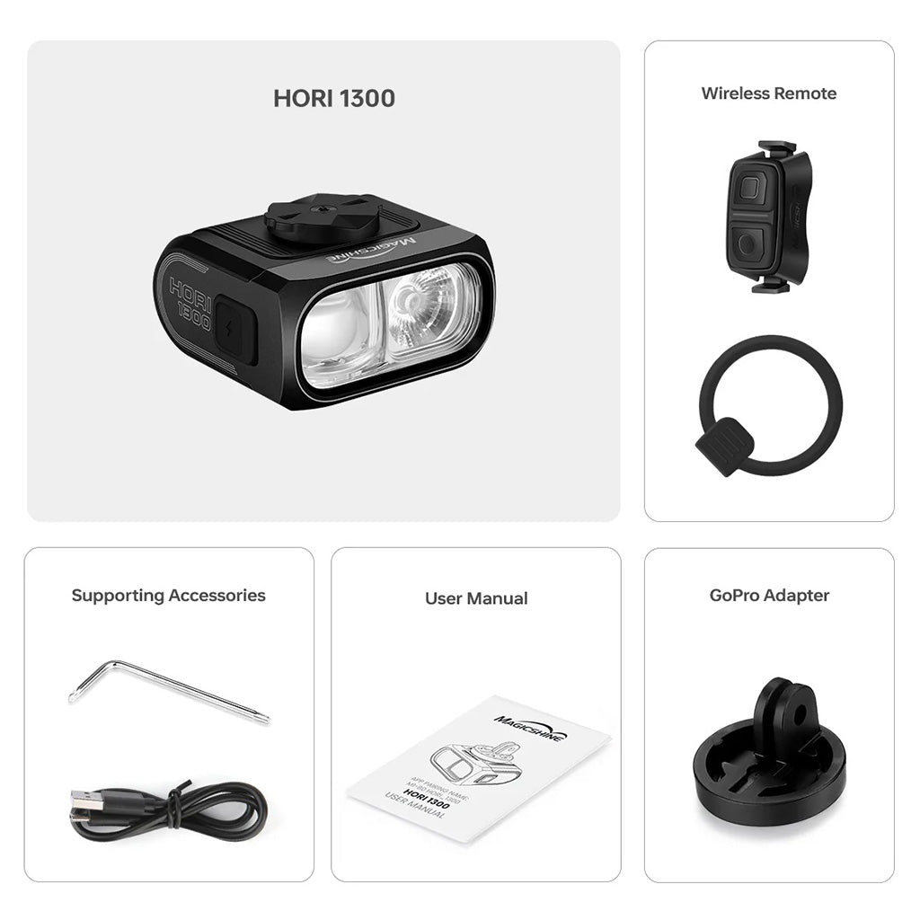 Horizontal design Magicshine HORI 1300 road bike front light