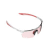 Magicshine Rouler Night Vision Sports Sunglasses in White/Pink, featuring high-contrast PC lenses for low-light clarity and a sleek semi-frame design.