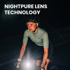Detail of the Magicshine Rouler Night Vision sports glasses frame, emphasizing the sleek semi-frame design and comfortable, secure fit for night use.