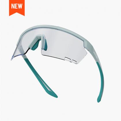 Magicshine Rouler Night Vision Sports Sunglasses in Green/Blue, featuring high-contrast lenses for low-light clarity and a sleek semi-frame design.