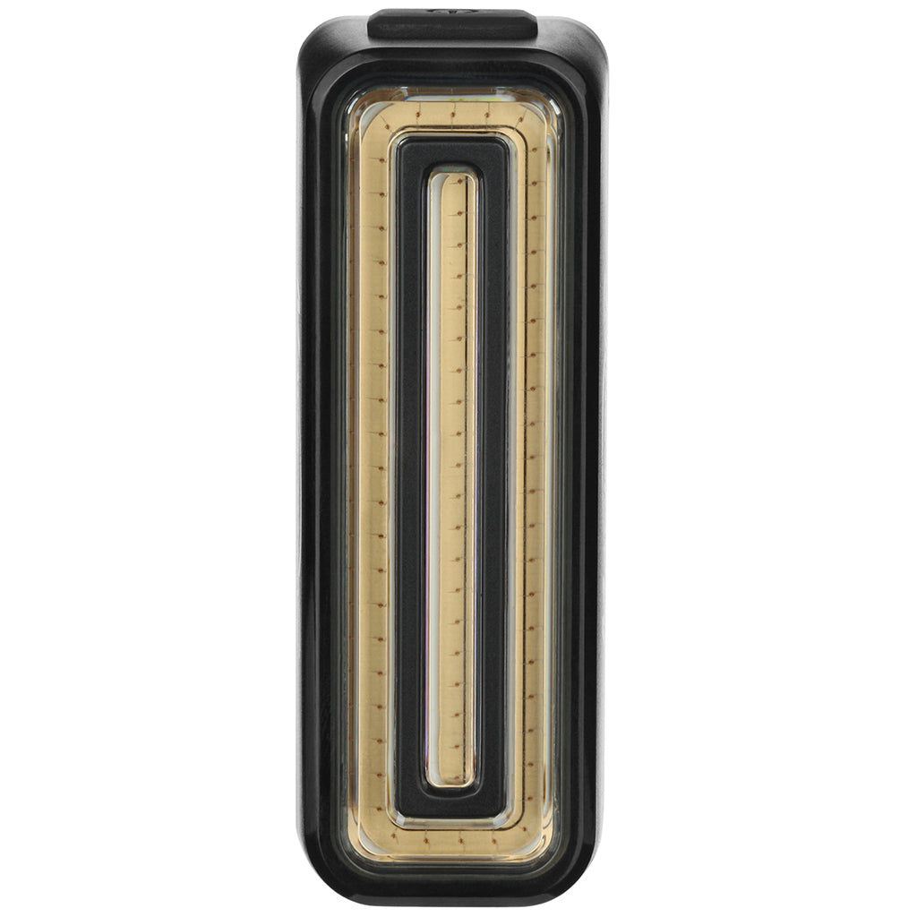 Front view of the Magicshine SEEMEE 100 V2.0 cycling tail light, highlighting its powerful 100 lumens output for enhanced safety.