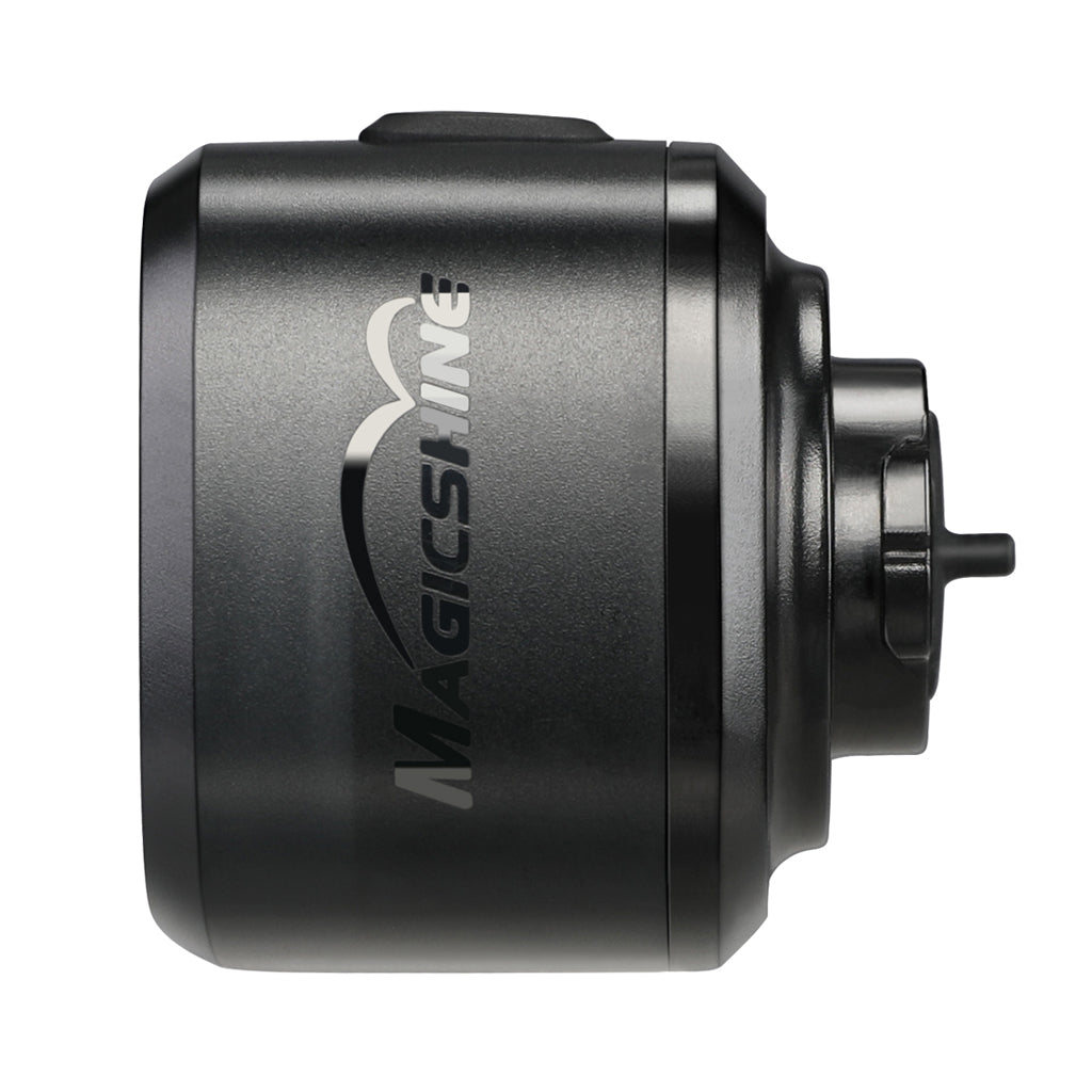 Side view of the Magicshine SEEMEE 150TL V2.0 intelligent rear bicycle light, highlighting the power button. Essential for easy operation and smart cycling illumination.