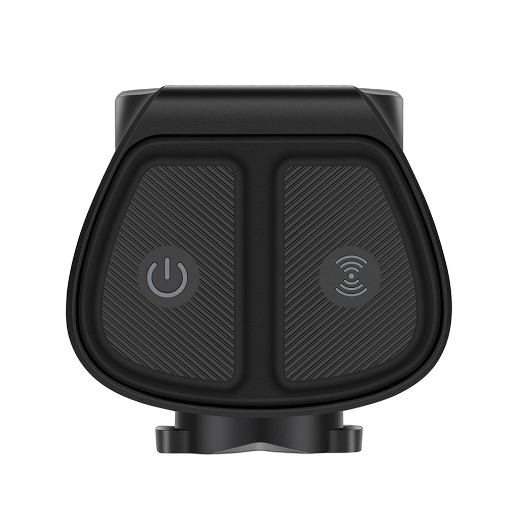 Magicshine SEEMEE R300 Radar Rear Light, showing two textured buttons with a power symbol and a radar/wireless symbol.