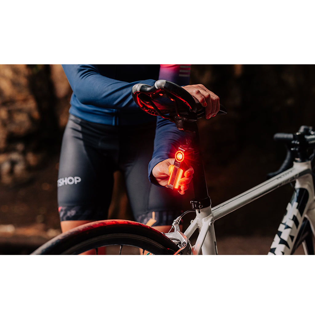 Magicshine SEEMEE R300 radar rear bike light, black, for advanced cycling safety and collision prevention.