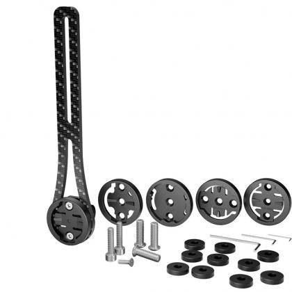 Magicshine TTA-C Integrated Out-Front Bike Mount made of carbon fiber, showcasing its sleek design for aero handlebars and multiple device mounting.