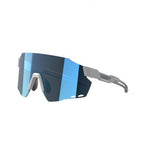 A pair of modern sport performance sunglasses with a sleek, aerodynamic design.