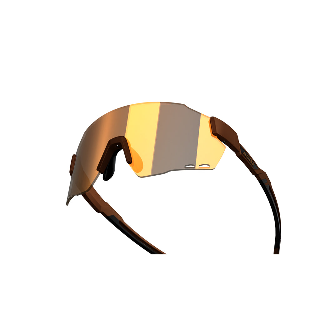 Stylish Coffee Brown Magicshine Windbreaker Classic eyewear with wraparound lens, offering comprehensive eye protection and a sporty aesthetic for cycling.