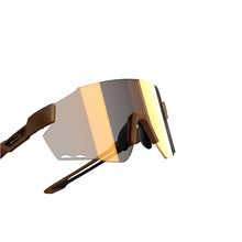 Coffee brown Magicshine Windbreaker sunglasses, emphasizing their professional cycling eyewear design with exceptional optical clarity and a focus on performance and style.
