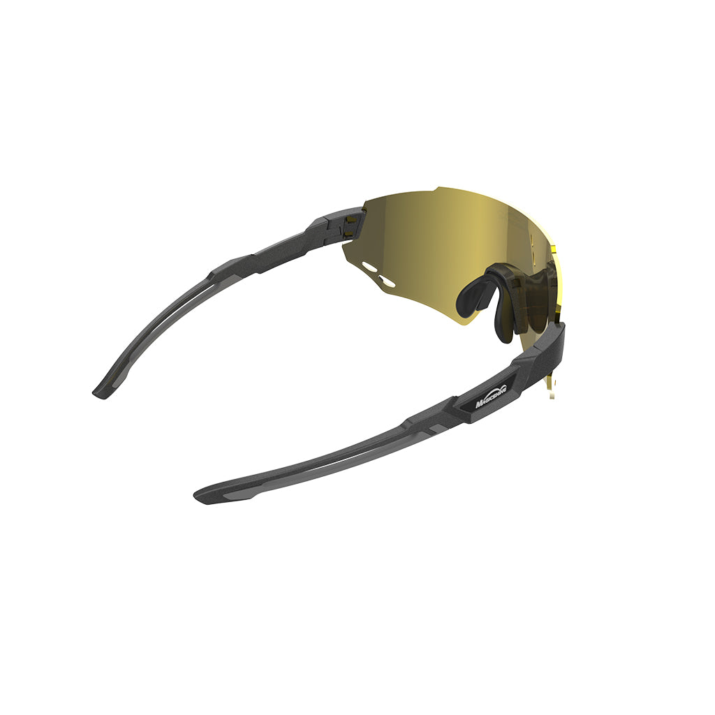 Gold Magicshine polarized cycling sunglasses with ultralight wraparound lens

