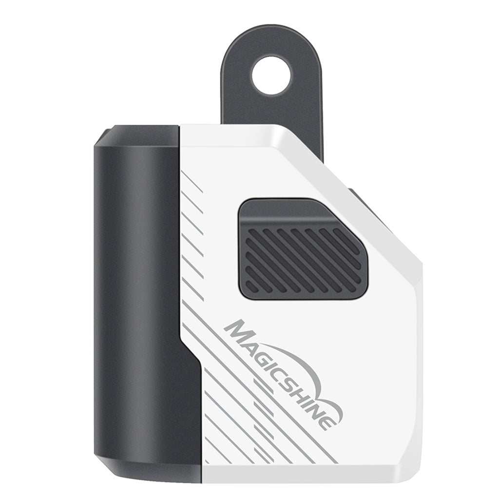 Side view of Magicshine EVO 1100 front bike light with 1100 lumens beam, visible at night