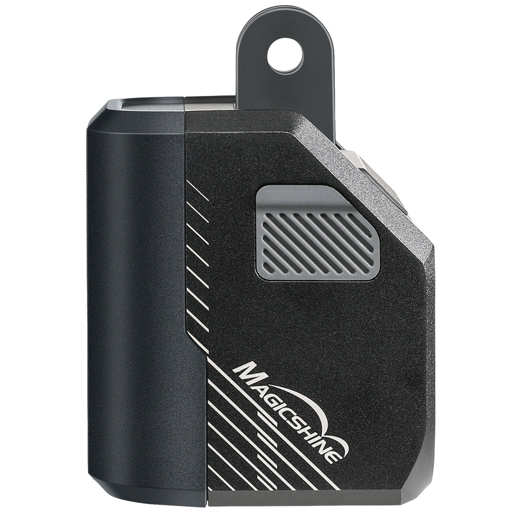 A close-up side view of the Magicshine EVO 1700 bike light, showing its sleek design.