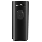 Close-up of Magicshine Ray 1600B light with illuminated power button.

