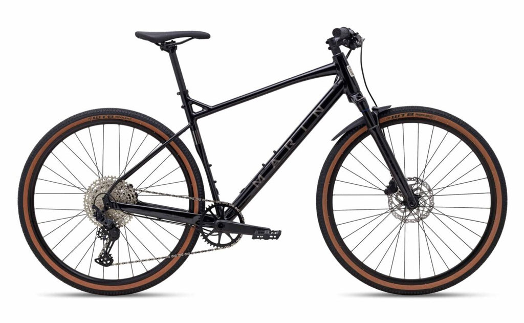 marine gravel bike Marin DSX FS 700C Black/Grey Gravel & Mountain Bike – United By Cycling
