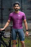 A man wearing purple colored  maximus podium-fit cycling jersey