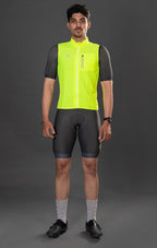 Man wearing Neon colored Gilet Sleeveless Cycling Jacket