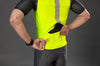 Man wearing Neon colored Gilet Sleeveless Cycling Jacket showcasing back pocket