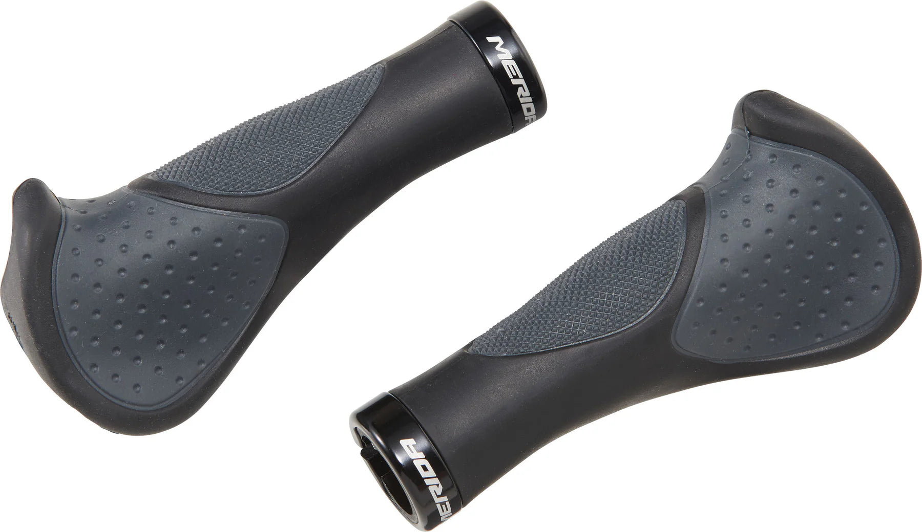 Merida ergonomic bike grips black grey with bar ends
