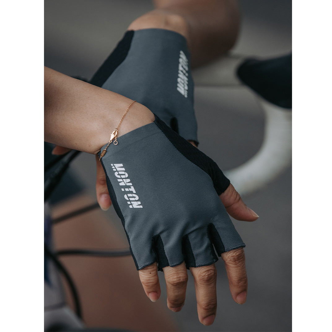 cycling gloves with reflective logo grey Monton Shadow