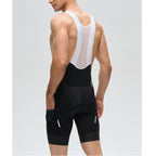 Side view of black Monton summer bib shorts