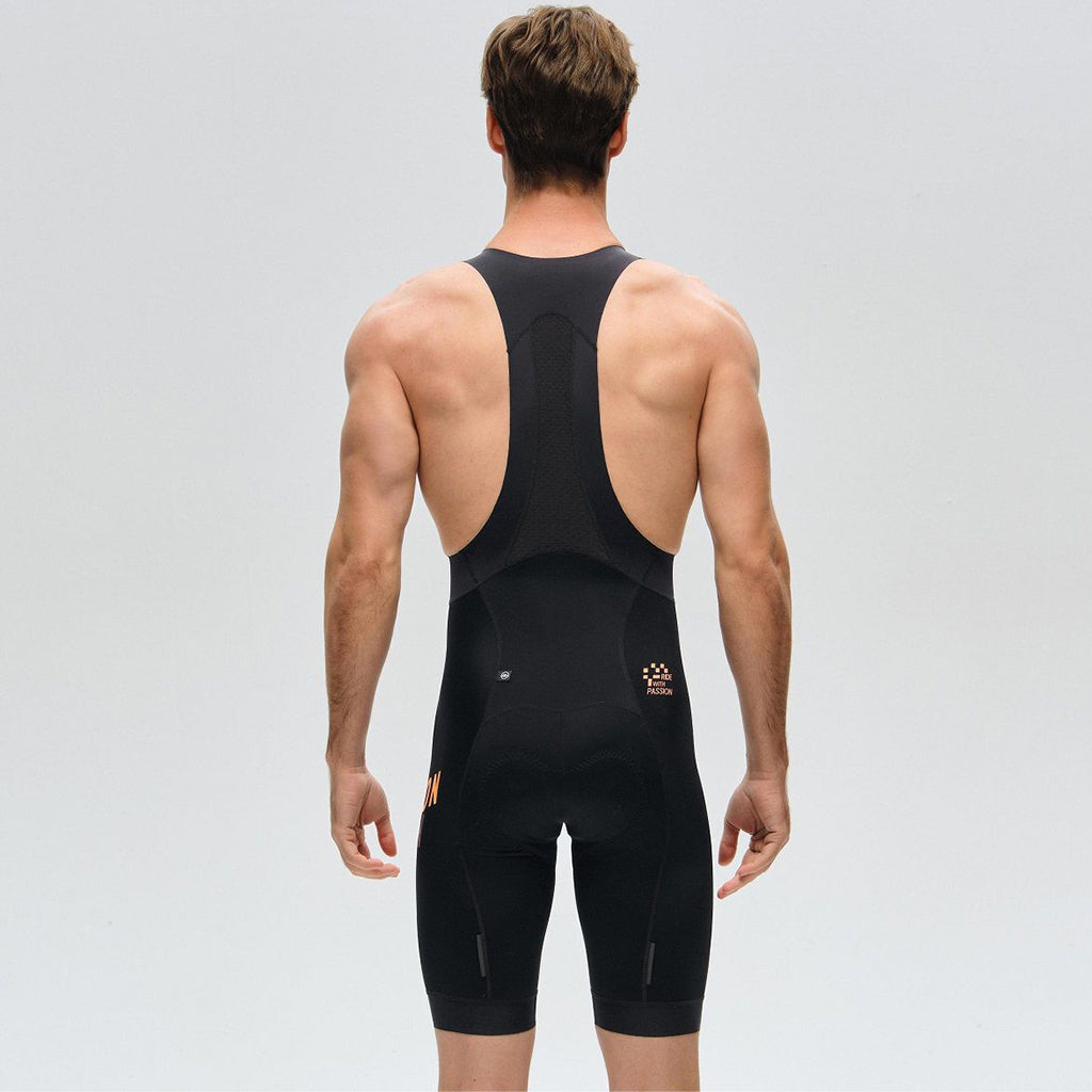 Italian MARC silicone leg band detail on Monton bib shorts